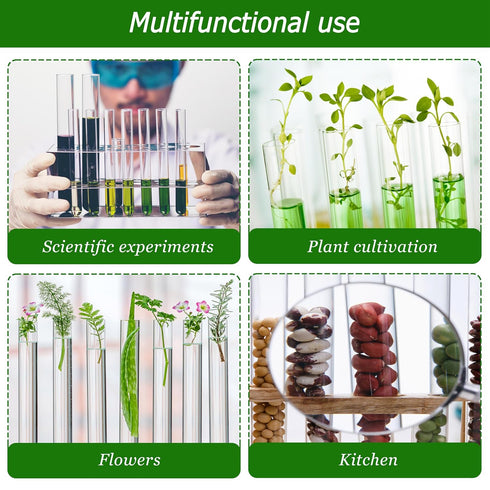 12pcs Glass Test Tubes 70ml, 25x180mm Borosilicate for Scientific Experiments, Party, Home Decorations, Plant