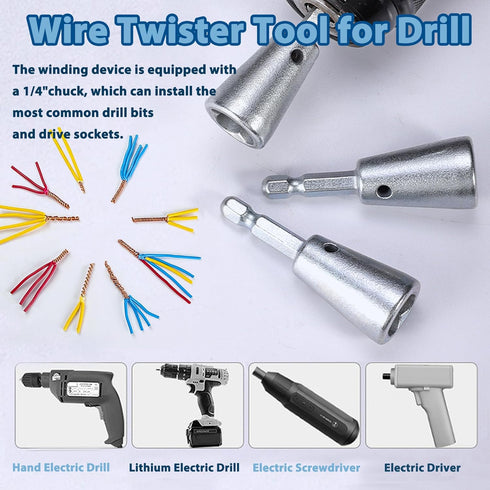 Wire Twister Tool for Drill, 2 PCS Electric Wire Twister Tool with 6mm Hex Shank for Quick Stripping