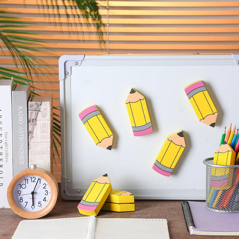 Dry Erase Erasers 8 Pcs Magnetic Whiteboard Erasers Cute for Classroom Office and Home (Pencil)