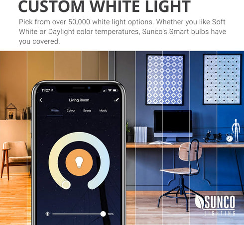 Sunco Lighting Smart Globe Bulbs G25 LED, Alexa Compatible, Color Changing RGBCW, Dimmable WiFi, 2 Pack