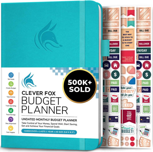 Clever Fox Budget Planner - Expense Tracker Notebook, Monthly Budgeting Organizer, A5 (Teal)