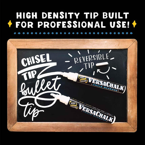 VersaChalk White Liquid Chalk Markers - Set of 4 with 3mm Tip for Creative Writing and Art