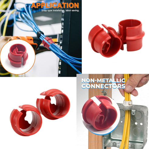 25pcs 3/4 Inch Non-Metallic Cable Connector - Snap Style Installation - Labor Saving, for Confined Areas - Three Cables #6-#8 Red