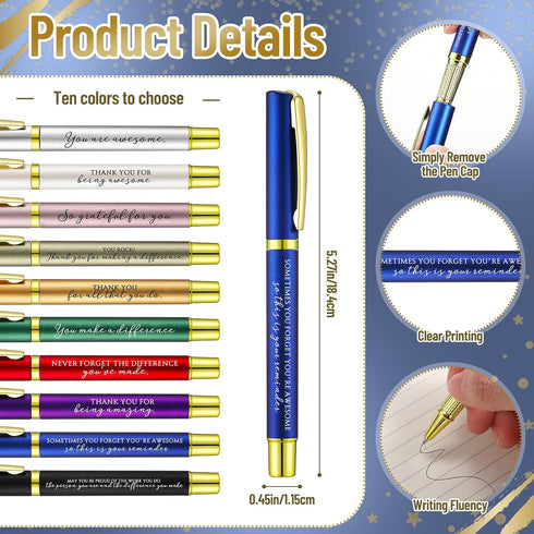 Sayglossy 60 Sets Employee Appreciation Gifts Inspirational Ballpoint Pen with Thank You Greeting Card for Staff