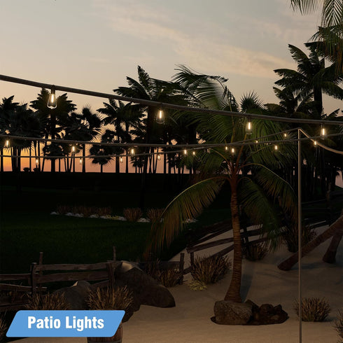 50FT, 27 (25+2 ST38 Bulbs), Dimmable LED Outdoor String Lights Waterproof Patio Lights with Spare Shatterproof