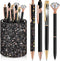 Sabary 8 Pcs Ballpoint Pens with Pen Holder, Metal Crystal Diamond Pen, Glitter Pencil Holder, Fancy Black Ink Pens for