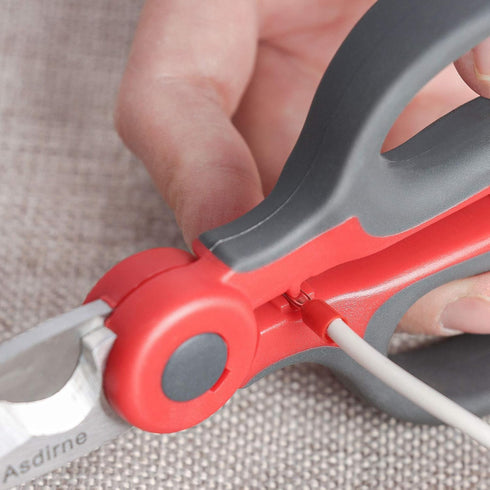 2 Pack Electrician Scissors, Heavy Duty Stainless Steel Blades with Soft Rubber Grip, 6.1 Inch (Gray/Red)