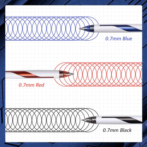 WRITECH Retractable Gel Ink Pens: Low Center of Gravity 0.7mm Medium Point Pen Multicolor with Refills No Smear Silent Click Black Blue Red 3ct Up-Gel Flash by WRITECH