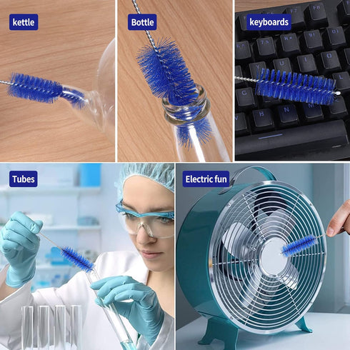 CiaraQ Bottle Cleaning Brushes, 8 Inch Nylon Tube Brush Set, Cleaner for Narrow Neck Bottles - Set of 10pcs