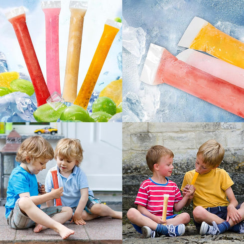 200 Pcs Disposable Popsicle Mold Bags,BPA Free,Easy-Fill, No-Spill Freezer Ice Tubes With Zip Seals for Healthy