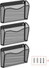 Wall File Organizer, Mesh Hanging File Organizer with 3 Single Pockets for Home Office Organization and Storage