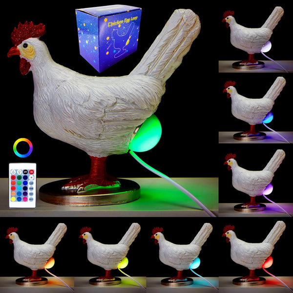 ChickenSoNice Chicken Egg lamp, 16 Colors Change Chicken lamp with Remote Control, Resin