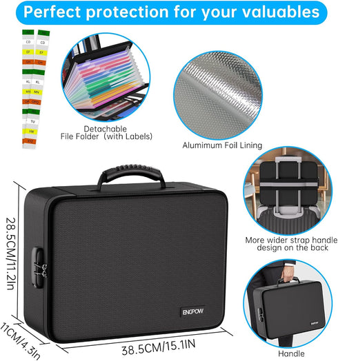 ENGPOW 5200? Fireproof File Organizer Bag with 13 Pocket Accordion File Folder, Document Organizer Box with Lock &