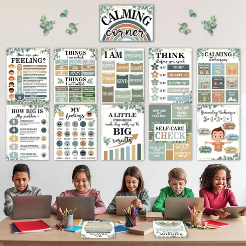 Eucalyptus Calming Corner Classroom Posters - Emotion Educational Mental Health Poster, Back to School Wall Art