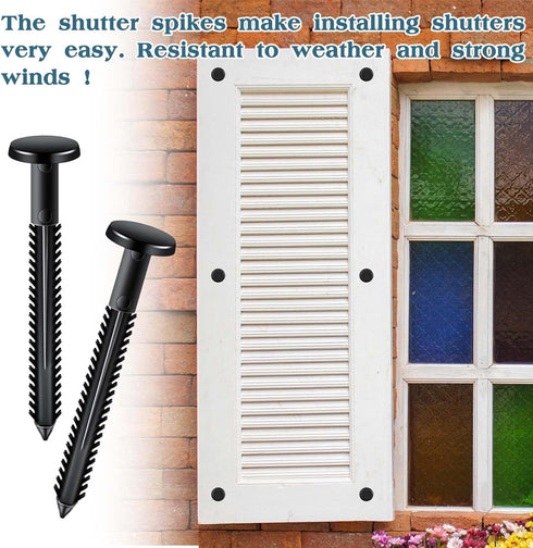 QincLing 60Pcs 3 Inch Vinyl Shutter Fasteners, Black Window Shutter Panel Pegs Shutter Screws Lok Pins Plastic Shutter