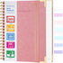 Spiral Notebook, 365 Pages, 8.5" x 11", Large Leather College Ruled Journal, 24pcs Index Tabs, Pink
