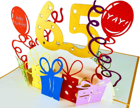 iGifts And Cards Happy 65th Birthday 3D Pop Up Greeting Card - Unique Celebration for Husband, Wife, Best Friend