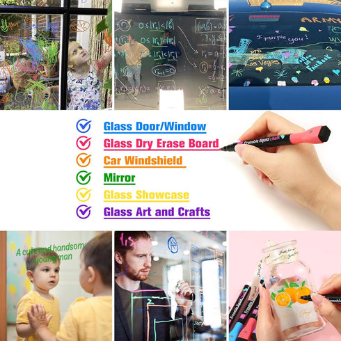 Magnetic Liquid Chalk Markers, 8 Pack, Wet Erase for Acrylic Calendar and Whiteboard