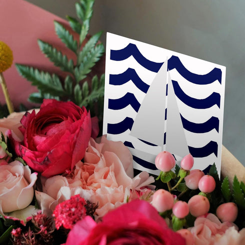 Sailboat 6 Pack Greeting Cards - White Toy On Blue Waves - - Dcor II