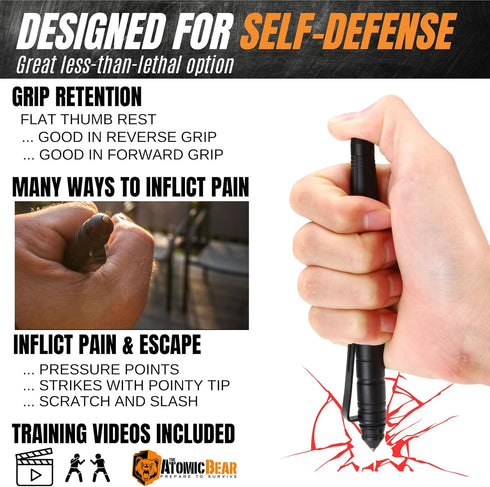 The Atomic Bear Defender Pen with Stylus, Tactical Pen for Self Defense, Emergency Window Breaker, EDC Pens