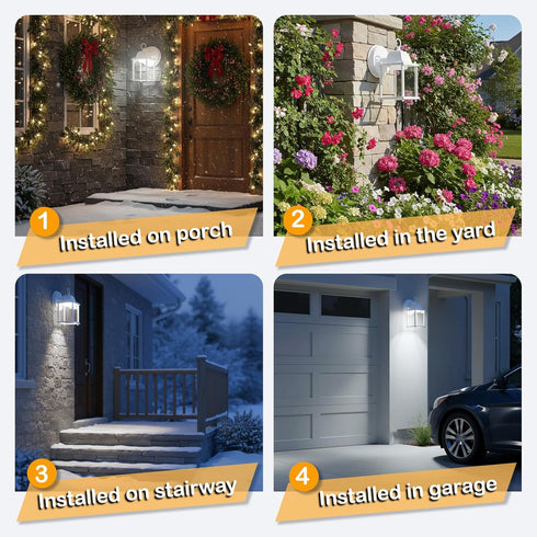 9.5W 800 5000k-Matte 1-Pack LIT-PaTH Outdoor LED Wall Lantern, Wall Sconce as Porch Light, Lumen, Aluminum Housing Plus