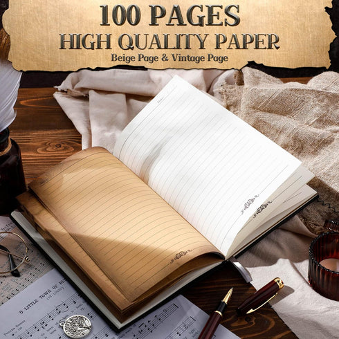 Pajean Embossed Leather Dragon Journal, Antique Writing Notebook with Pen, Lined Paper Hardcover Gift Journal for Women