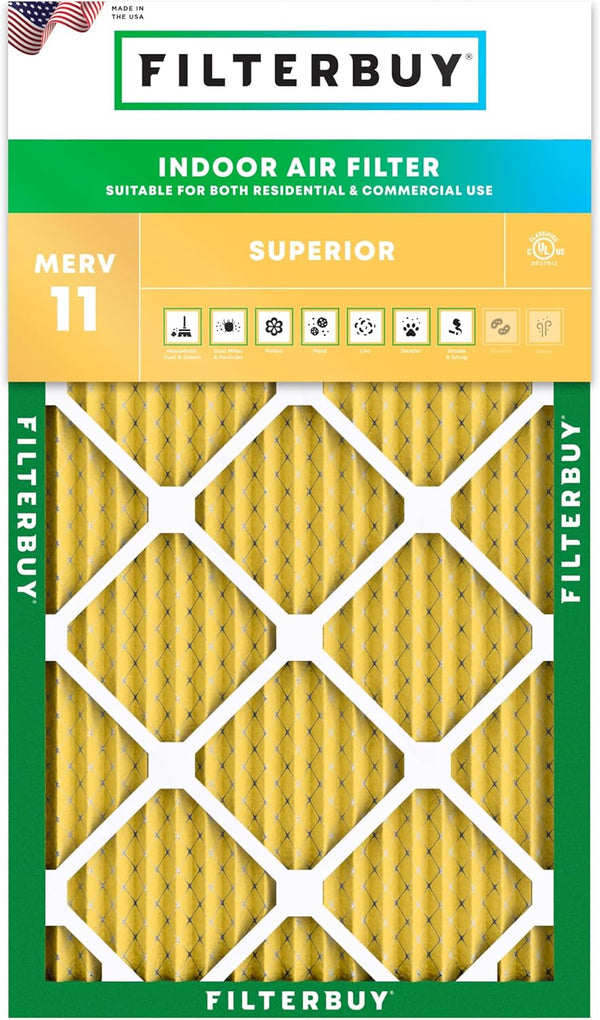 Filterbuy 12x34x1 Air Filter MERV 11 Allergen Defense (1-Pack), Pleated HVAC AC Furnace Replacement Filter