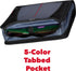 Case-it Mighty Zip Tab Zipper Binder, Jet Black, 3" O-Ring, 5-Color Tabs, Expanding File Folder, Shoulder Strap