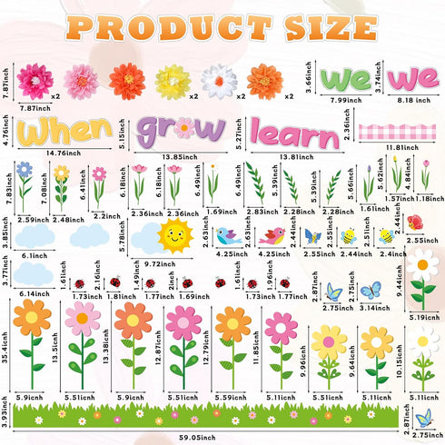 When We Learn We Grow Bulletin Board Classroom Decorations Summer Flower 3D Paper Pom Poms Cutouts Daisy Party Supplies for Flower Themed Birthday Party School Classroom Home Decor Favor by ZOIIWA