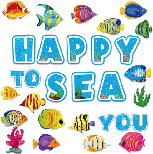 Fish Cutouts Tropical Fish Bulletin Board Decorations for Fishing Ocean Themed Birthday Party Supplies for Kids