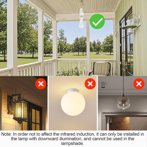 uuhafsa E26/E27 Bulb (2Pack) PIR Motion Sensor Light Socket, Smart Lamp Holder Adapter Auto On/Off Light Control