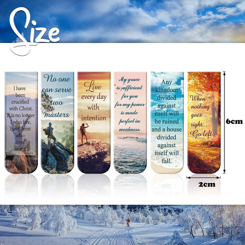 Zonon 12 Pcs Bible Magnetic Bookmarks - Religious Verse Page Clip Magnet Set with Landscape for Reading Supplies