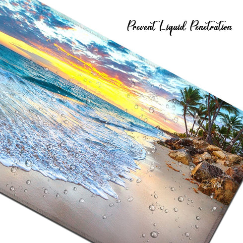Gaming Mouse Pad Large Extended Keyboard Mouse Pad, Beach Ocean 35.5x15.8 inch XXL Mouse Pad for Work and Gaming