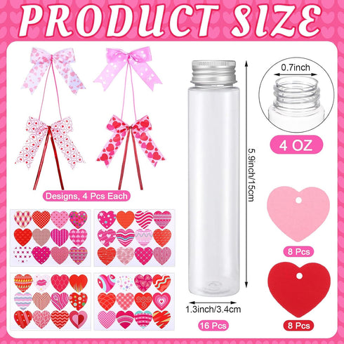 16 Set 5.9 Inch 4 oz Honeydak Mother'S Day Candy Container Heart Candy Tubes Clear Empty Hot Chocolate Tubes with Screw