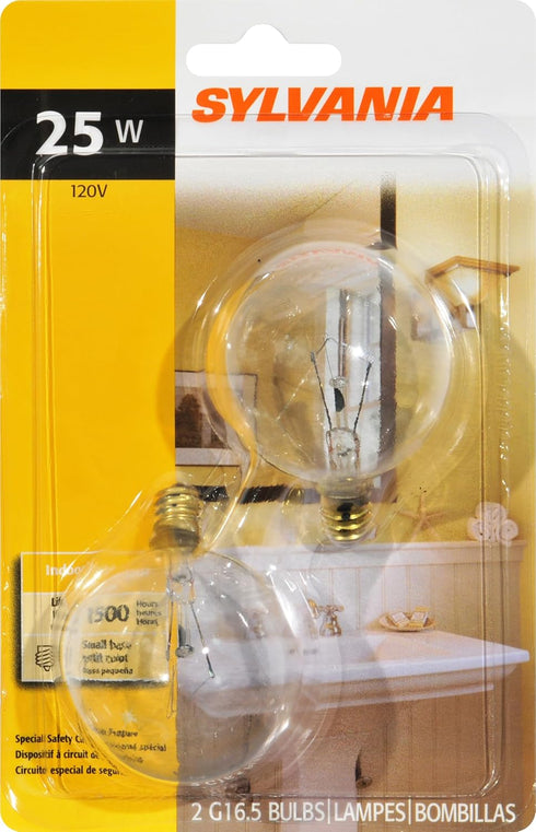 Syl 25w Clr Globe 2pk Size 2pk