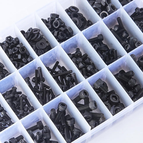 720Pcs M3 M4 M5 M6 12.9 Grade Alloy Steel Hex Socket Head Cap Screws Bolts, Black Oxide Finish Assortment Kit