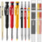 Enhon Mechanical Carpenter Pencils Set with Marker Refills, Carbide Scriber Tool, Built-in Sharpener for Woodworking