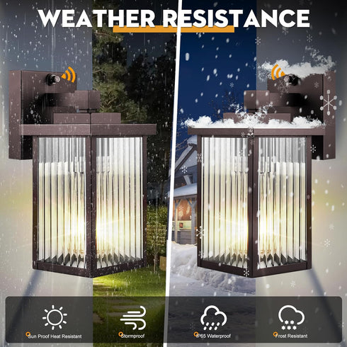 Outdoor Wall Lights for House Exterior, Dusk to Dawn Porch Lights Outdoor, Waterproof Matte Black Front Door Light