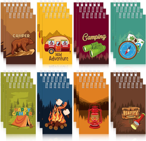 Teling 24 Pieces Camp Party Favors, Mini Notepads for Kids Camping Party Favors and Teacher Classroom Rewards