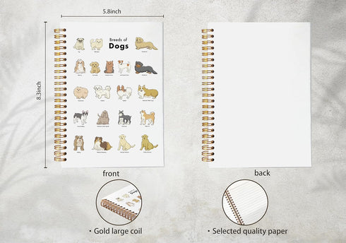 Dog Notebook, Cute Spiral Journal for Dog Lovers, Gifts for Dog Moms and Owners, 5.5x8.3