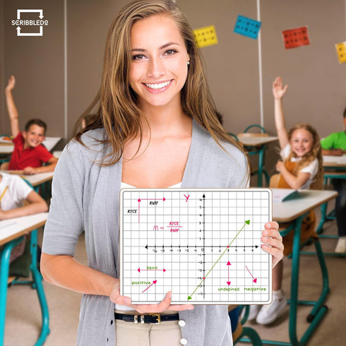 SCRIBBLEDO 11”x14” Large Graph Dry Erase Grid Board Double-Sided White Board .75” Cells Drawing Math Grid Lines Graphing Charts Whiteboard for Home School Classroom Teachers and Students by Scribbledo