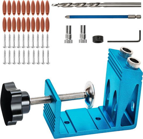 Pocket Hole Jig Kit, Dowel Drill Joinery Screw Kit for Carpenters Woodwork Guides and Joint Angle Tool