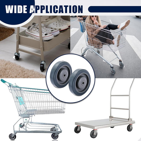 8 Pack 5 MAOPINER Shopping Cart Replacement Wheels Kit, Ball Bearing TPU Silent Casters with Screws, Heavy-Duty
