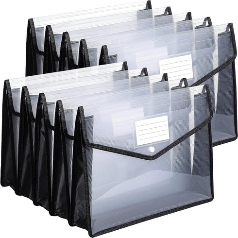 Epakh 10 Pcs A4 Size Plastic File Folders, Expanding Wallet Organizer with Snap Closure, Waterproof Transparent