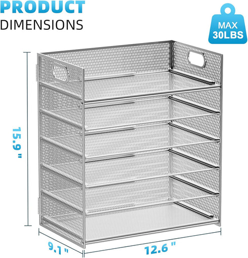 Marbrasse Paper Letter Tray Organizer, 6 Tier Mesh File Organizer with Handle, Paper Sorter for Letter/A4 Office File