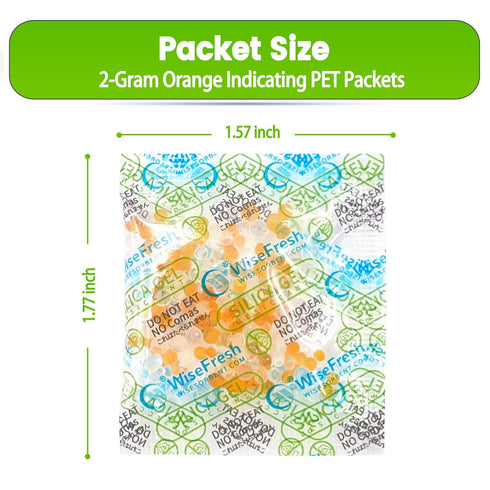 100 Pcs 2g Food Safe Desiccant Packs, Indicating Silica Gel Packets for Moisture Absorption in Storage