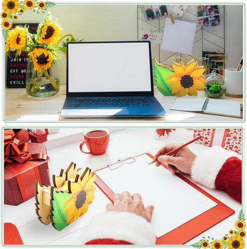 BBTO Sunflower Desktop Tape Dispenser with 2 Rolls Tapes Set, Cute Flower Tape Dispenser for Office School Gifts