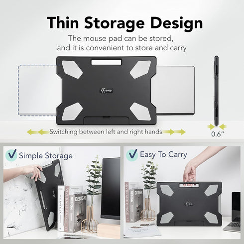 EHO Portable Laptop Pad for Your Lap, Lightweight with Foldable Stopper and Retractable Mouse Pad Tray