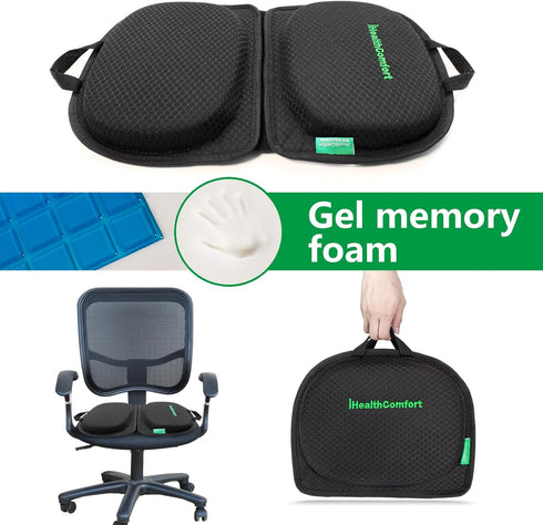 Small Travel Seat Cushion,Gel Memory Foam Seat Cushion,Supportive Butt Pillow,Portable and Foldable for Long Sitting