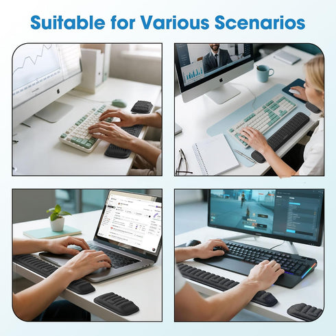 Set MEKASS Ergonomic Wrist Rest for Keyboard and Mouse, Soft Memory Foam Keyboard Wrist Rest with Non-Slip Silicone